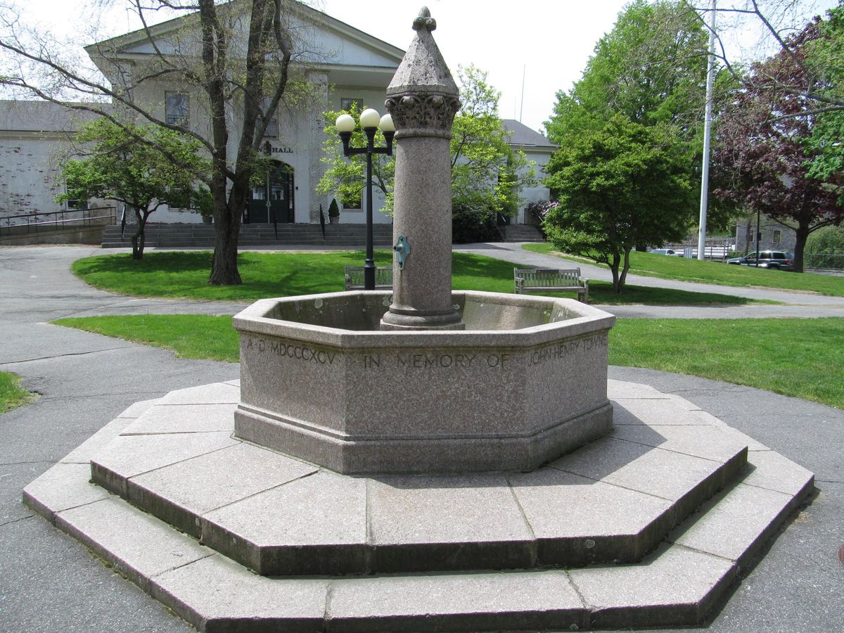 Granite fountain on a Manchester green